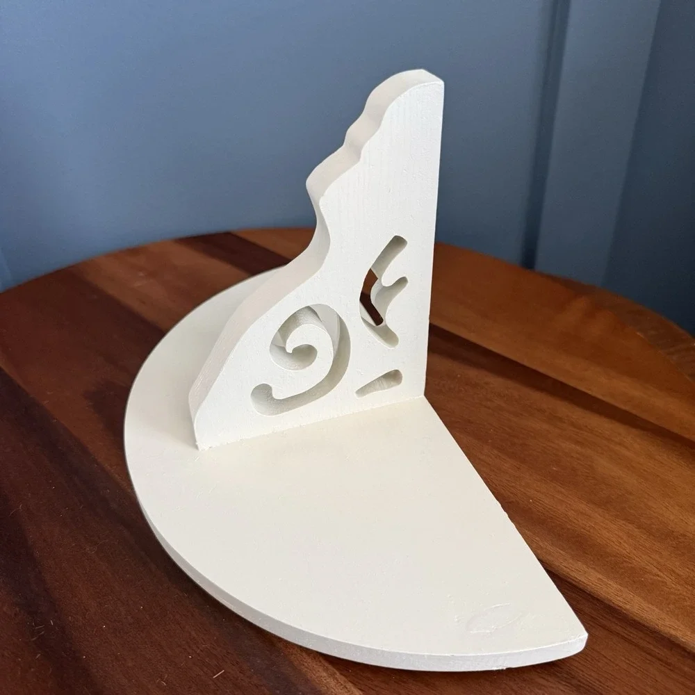 White Wood Half Moon Wall Shelf Plate Groove Bookend Display 11